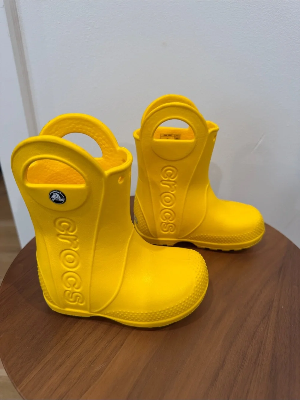 CROCS Kids' Bright Yellow Waterproof Handle Rain Boots
